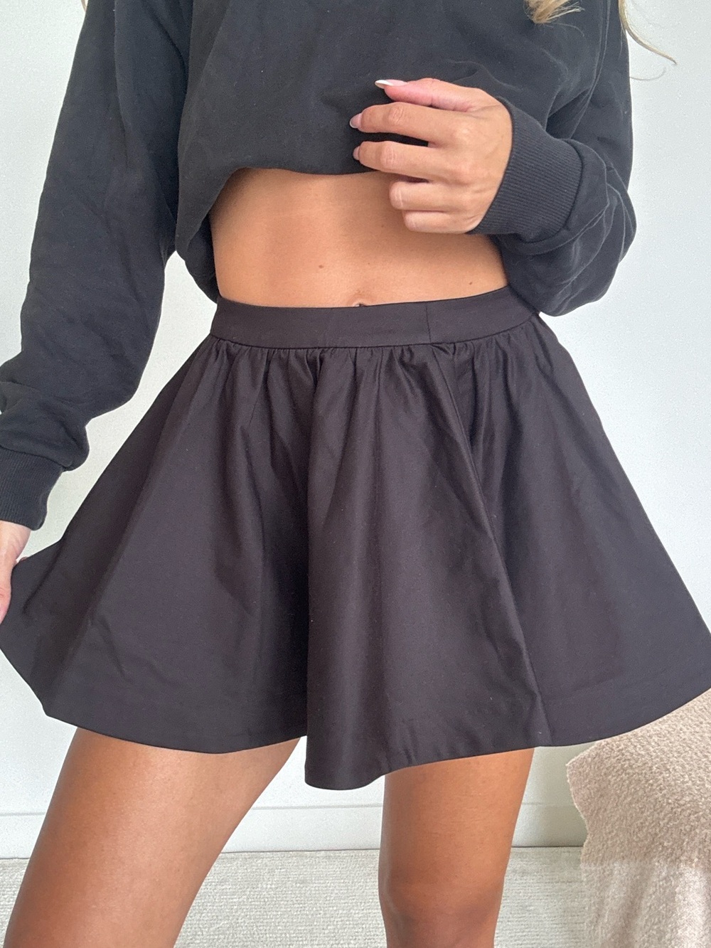Majorelle Black High-Waist Swing Shorts